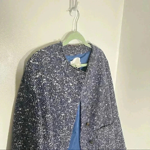 Hugo Boss Julira Tweed Suit Jacket In Pilot Fantasy Fringe Collar - Picture 5 of 7